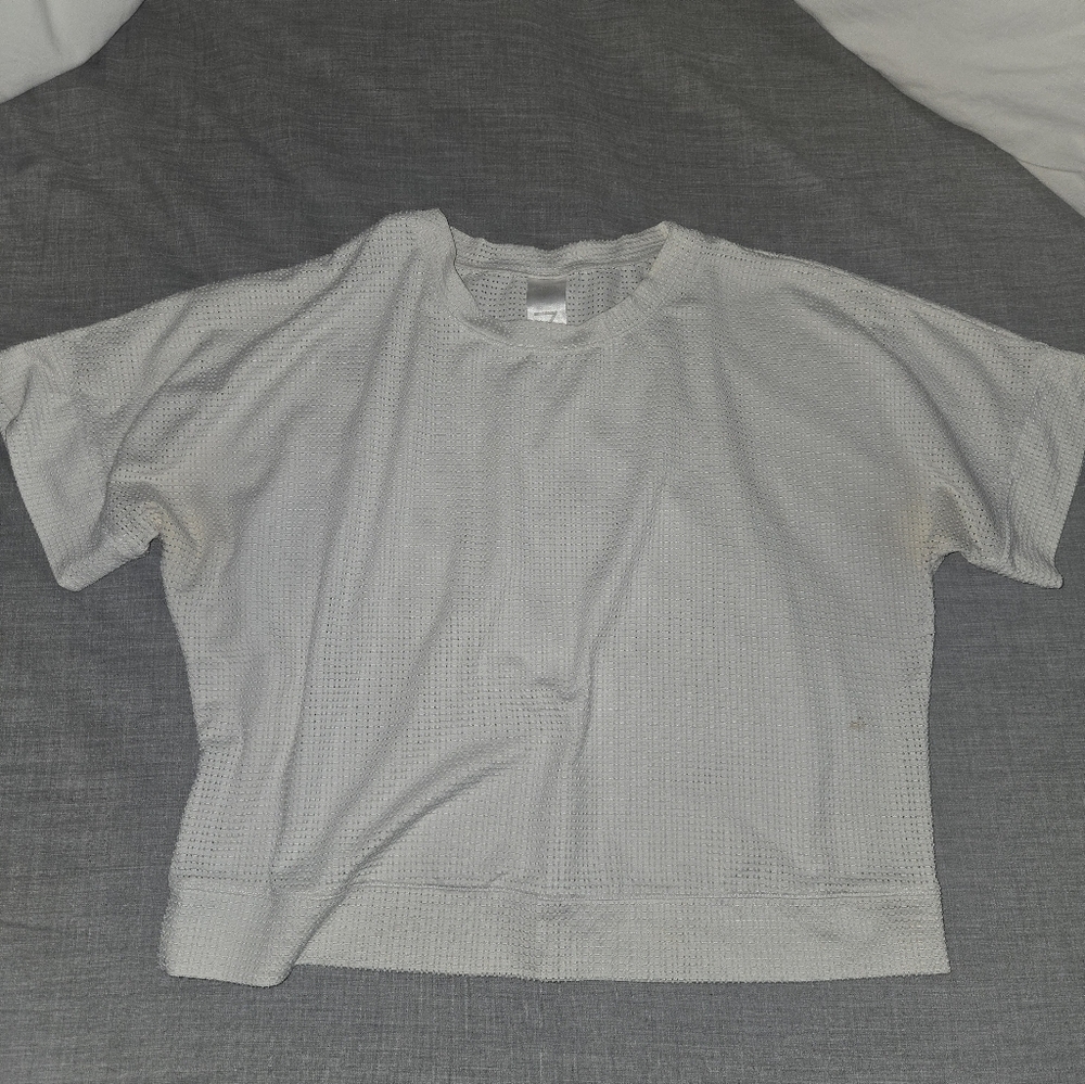 Lightweight Waffle Knit Boxy Tee - White